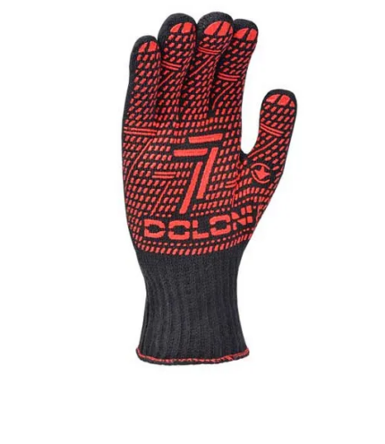 Рукавички Долоні трикотажні робочі чорні 77 з ПВХ Стандарт 7кл 12 розмір