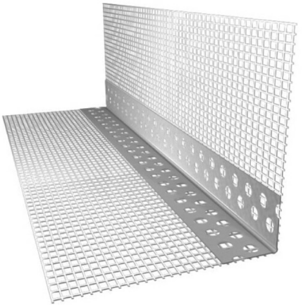 Кутник ПВХ для штукат. 20х20мм з сіткою 145г/м2, 10*10см, 2,5м