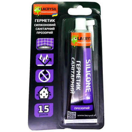 Герметик LACRYSIL силіконовий санітарний прозорий 48г
