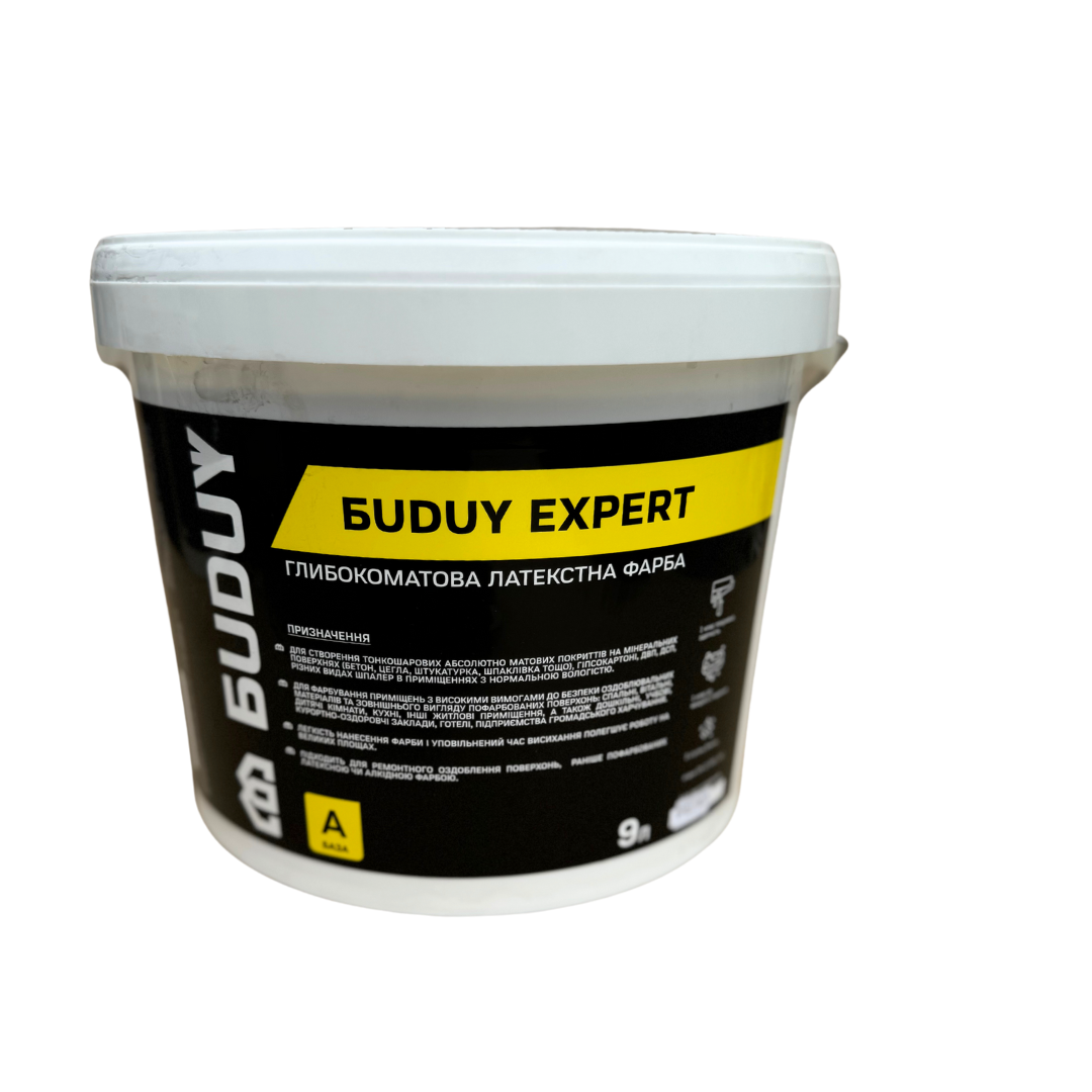cd0b1c7a776f11f0b7ebb42e99c9b7fd_0e1497030bf811f1b80cb42e99ccff36 Фарба Buduy Expert глибокоматова латексна База А біла (9л) - Зображення 1