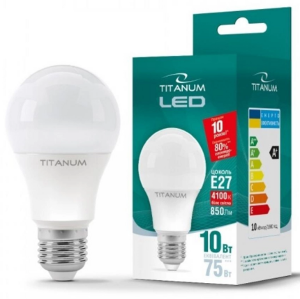 Лампа Titanium LED A60, 10W, E27, 4100K, 220V