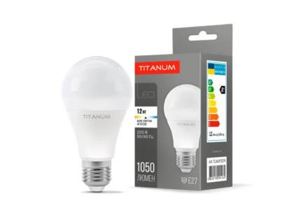 Лампа Titanium LED A60, 12W, E27, 4100K, 220V
