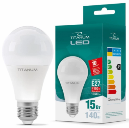 Лампа Titanium LED A65, 15W, E27, 4100K, 220V