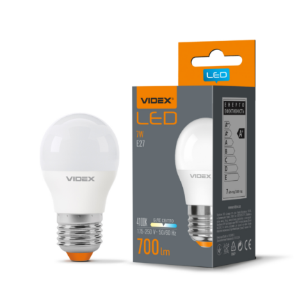 Лампа Videx с/д G45e, 7W, E27, 4100K, 220V