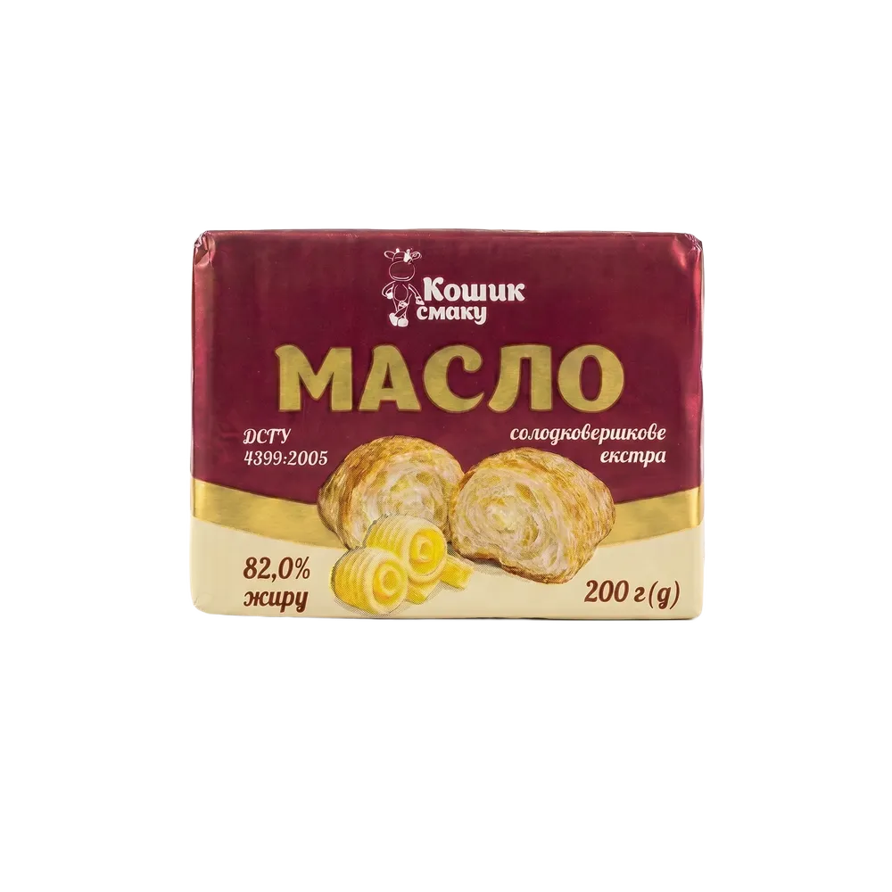 200973 Масло Екста 82% ТМ Кошик Смаку, 0,2 кг - Зображення 1